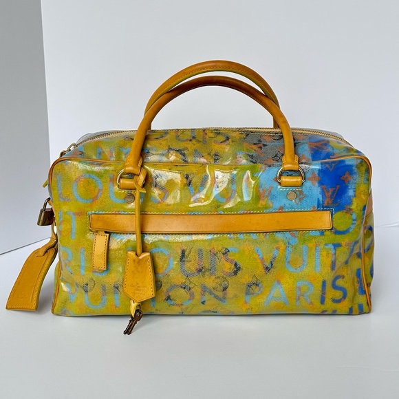 Louis Vuitton Limited Edition Richard Prince Jaune Defile Weekender PM Pulp Bag - Picture 1 of 16